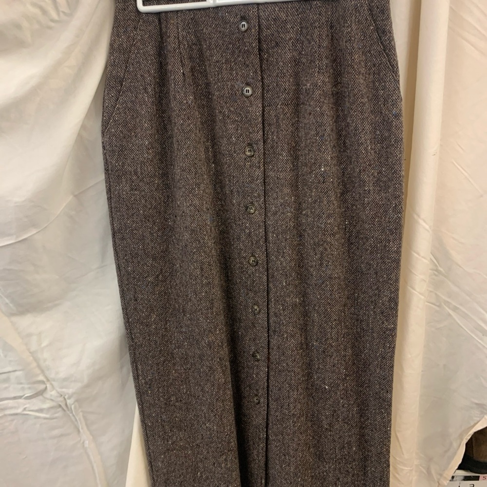 Orvis Brown Button-Front Skirt